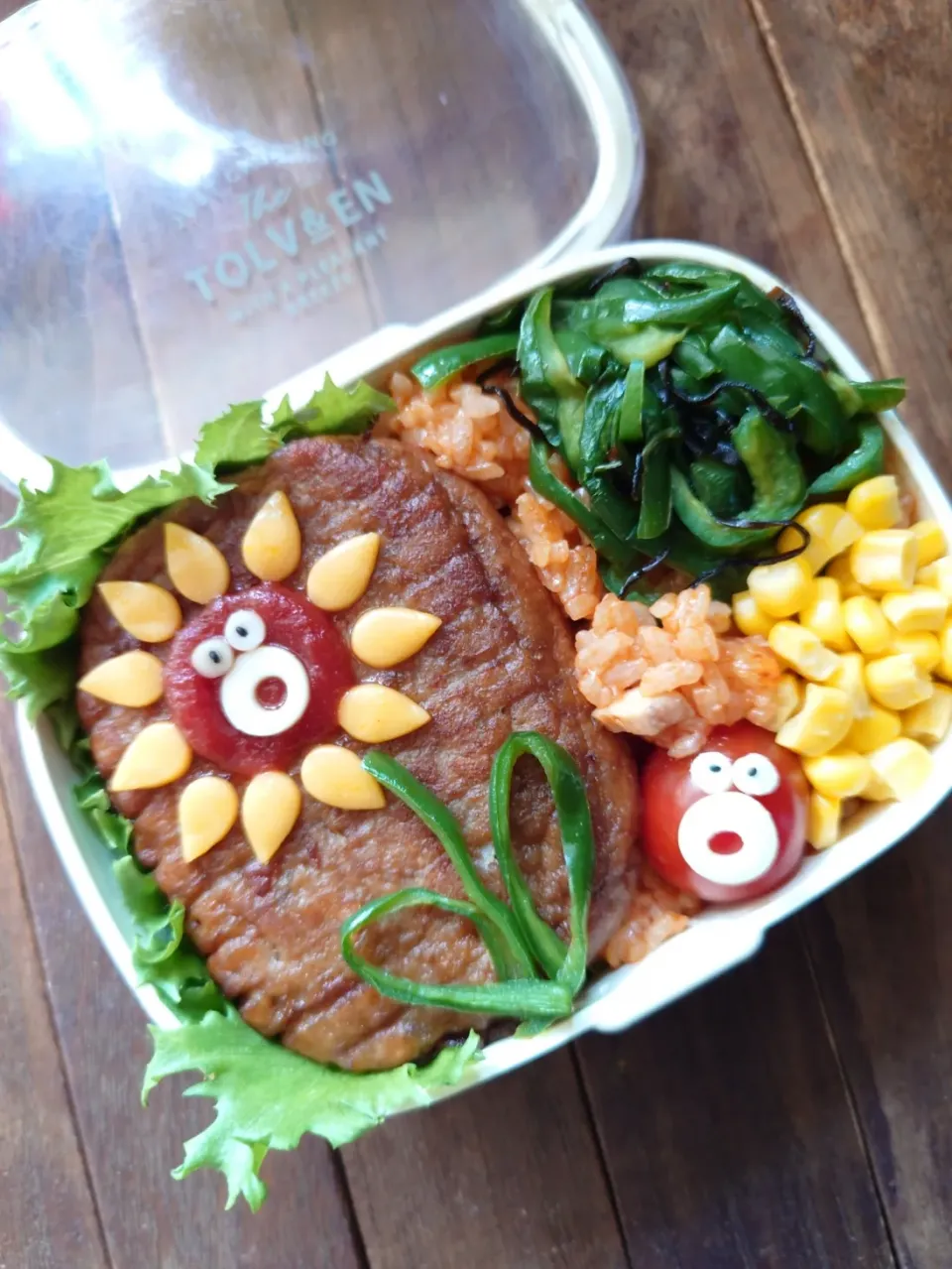 漢の…次女用🍱ひまわりバーグ弁当|ᵏᵒᵘさん