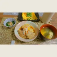 ぶり大根　納豆オムツ　ほうれん草のおひたし　豆腐とわかめのお味噌汁|みみさん