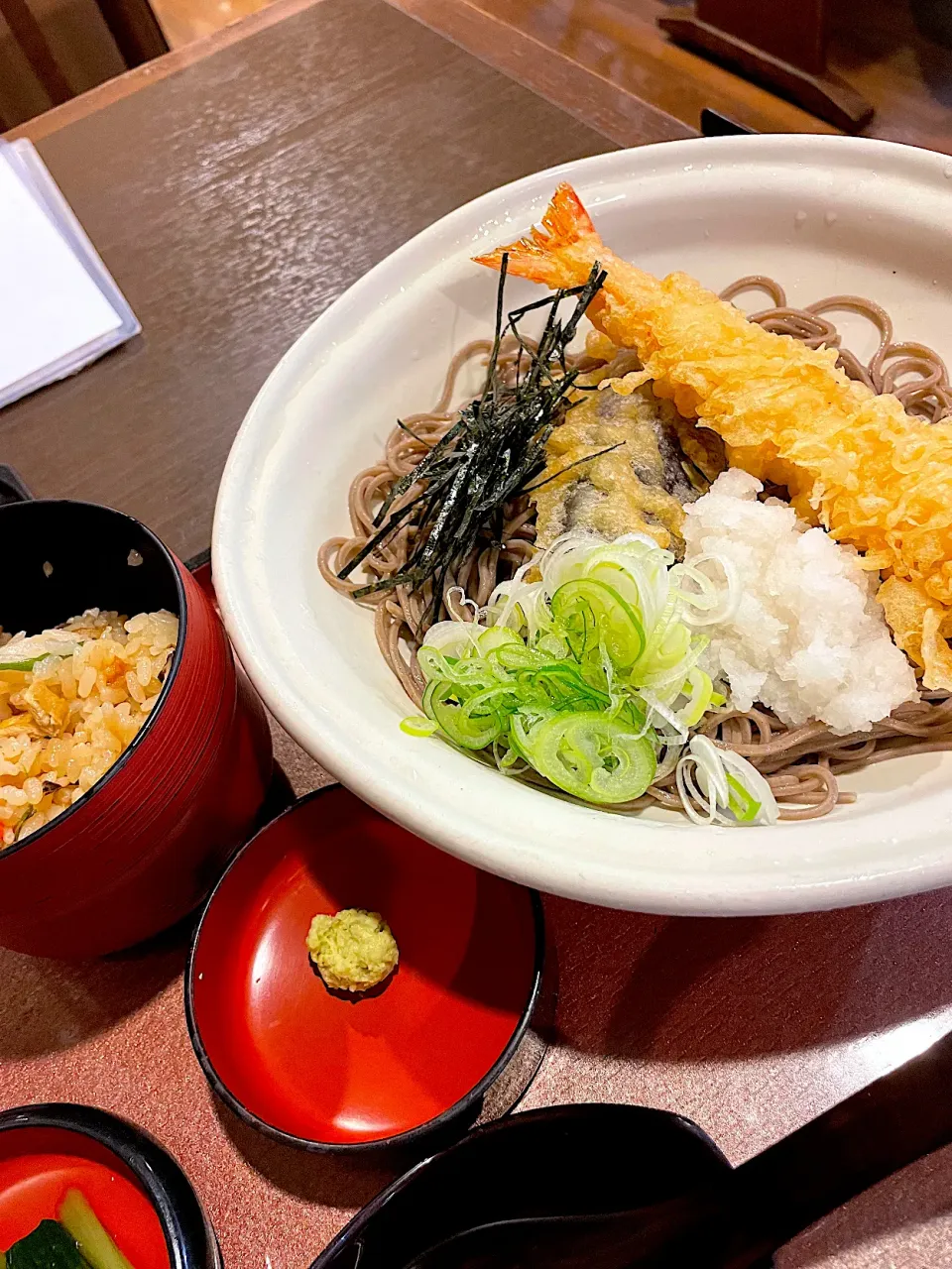 大海老天おろしそば定食|おかちさん