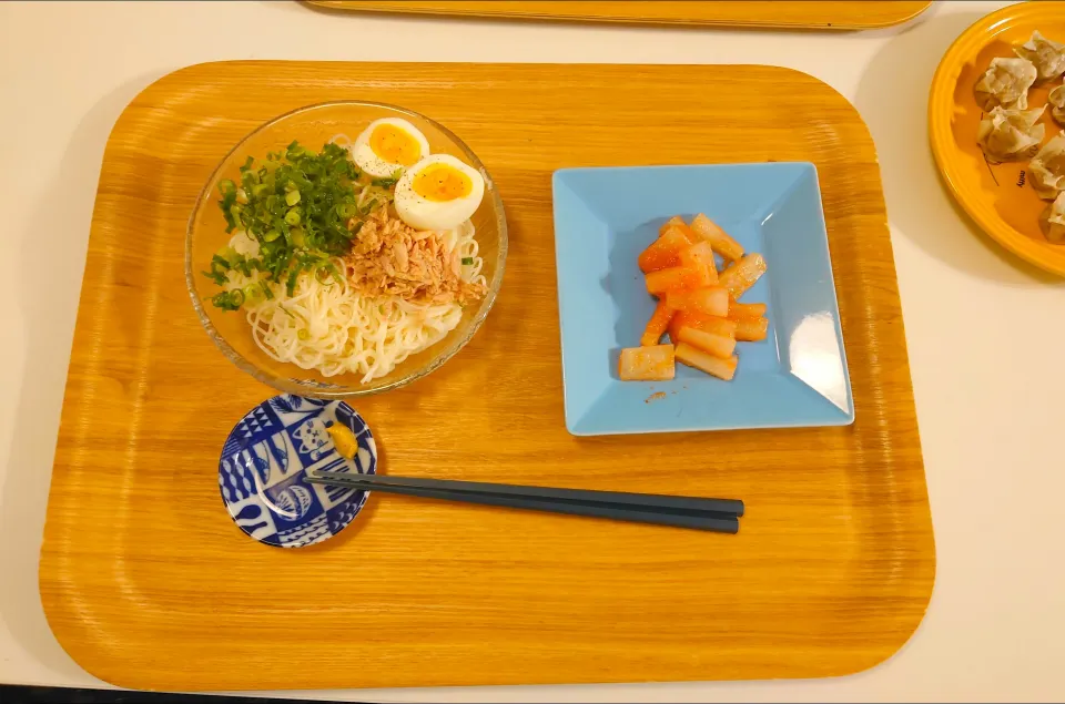 今日の昼食　ツナそうめん、明太大根、焼売|pinknari🐰🌈さん