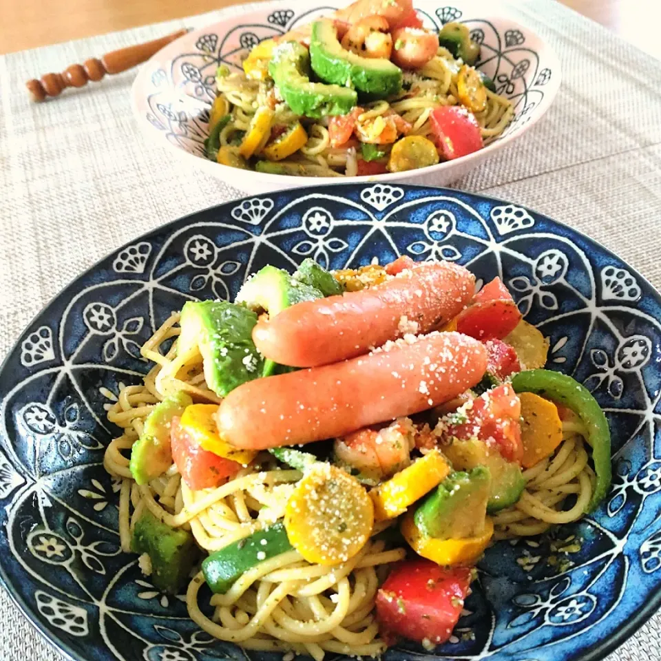 夏野菜たっぷりのジェノベーゼパスタ|cherry🍒さん