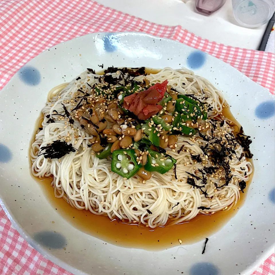 オクラと納豆の涼風そうめん|Hiroshi Kさん