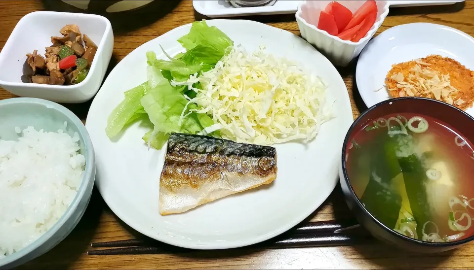 Snapdishの料理写真:サバの塩焼き定食|えぃみぃさん