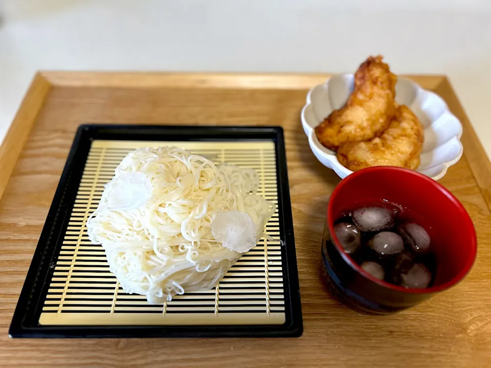 そうめんととり天ランチ|ルビままさん