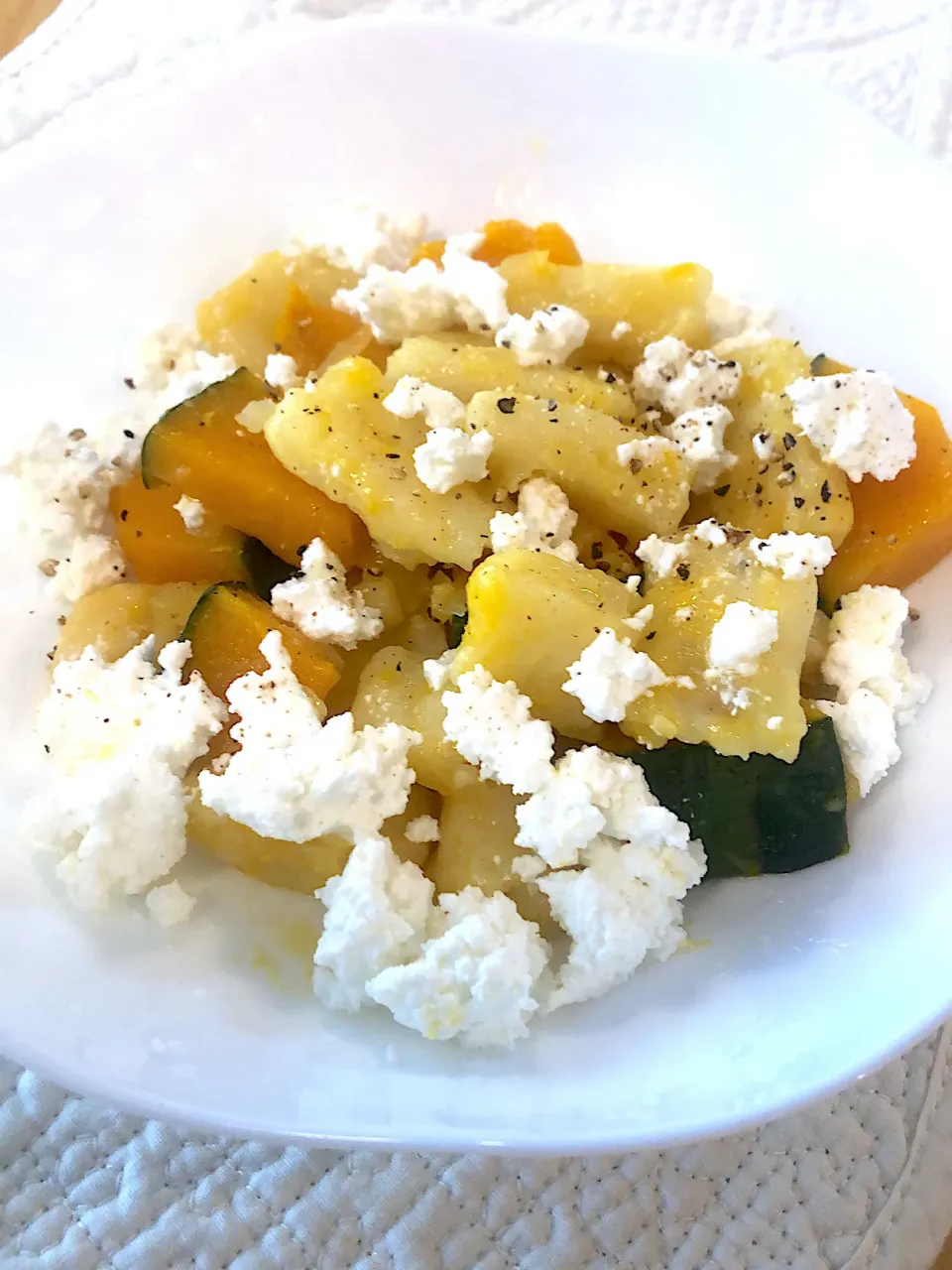 かぼちゃとニョッキのカッテージチーズかけ|うーくーちゃんさん