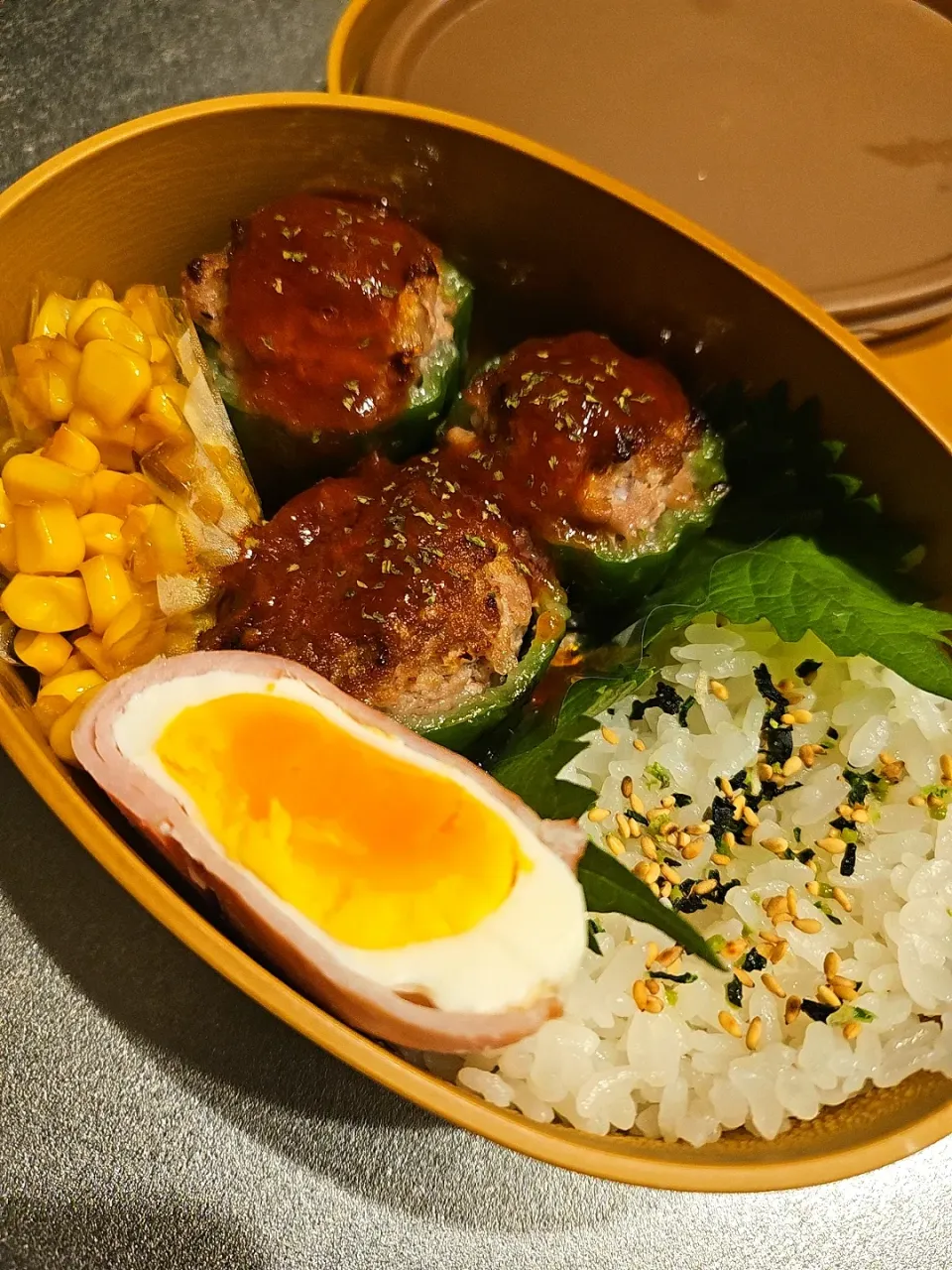 ピーマンの肉詰めお弁当|もりこさん