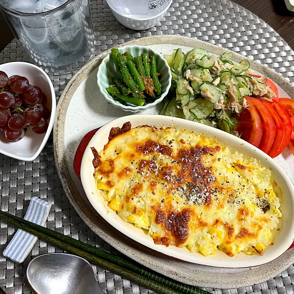 Snapdishの料理写真:7/24晩ご飯：海老のタルタルチーズ焼き|ななみんさん