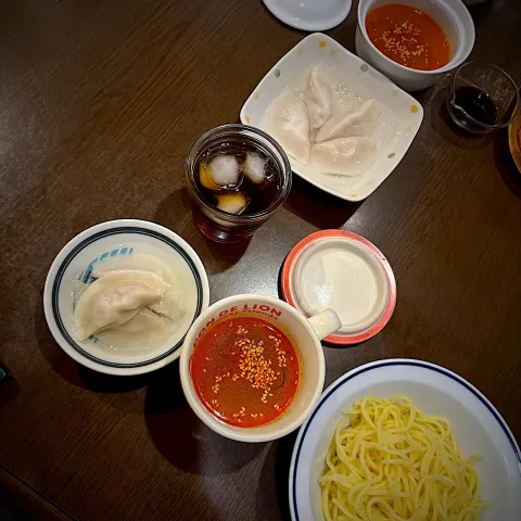 「おかひじき」を使ってみたSnapdishの料理・レシピ写真:坦々つけ麺　水餃子　麦茶