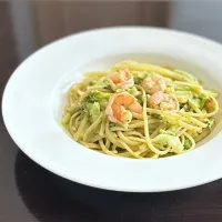 海老とブロッコリーとキャベツのバジルソースパスタ|あやさん