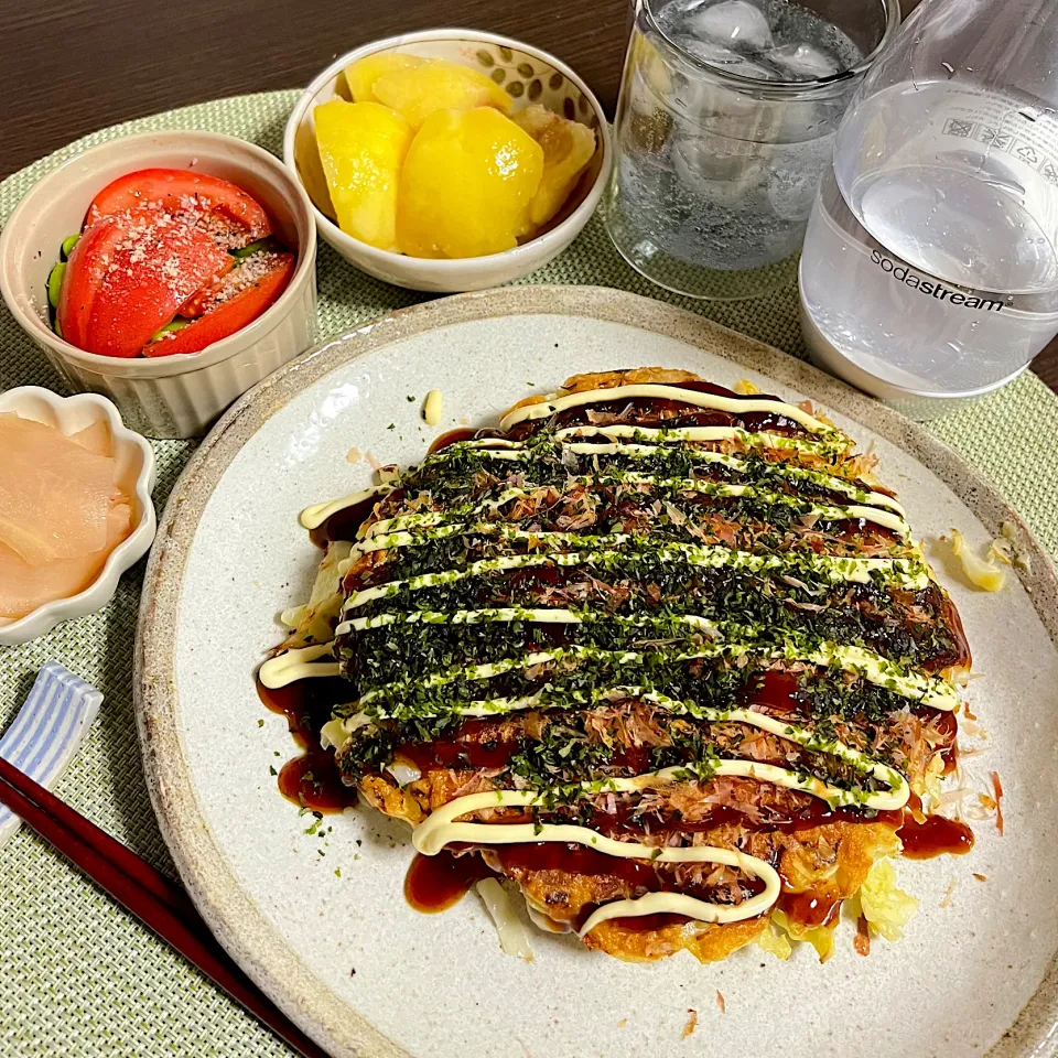 7/25晩ご飯：お好み焼き|ななみんさん