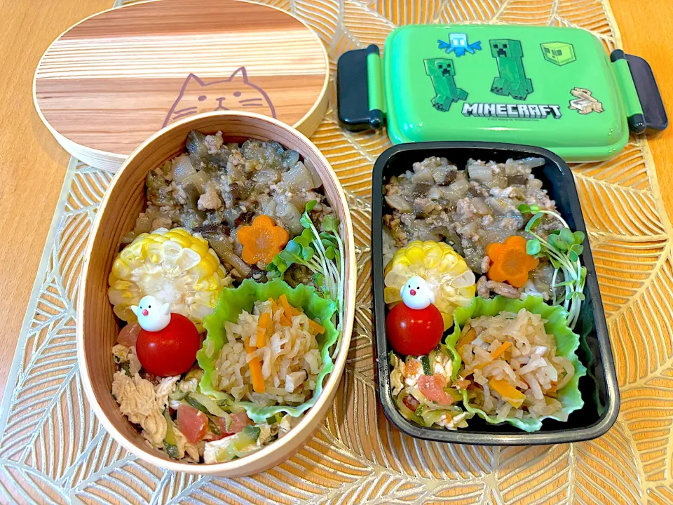 Snapdishの料理写真:🍴𓈒𓂂𓏸ナスの味噌そぼろ弁当|あみかさん