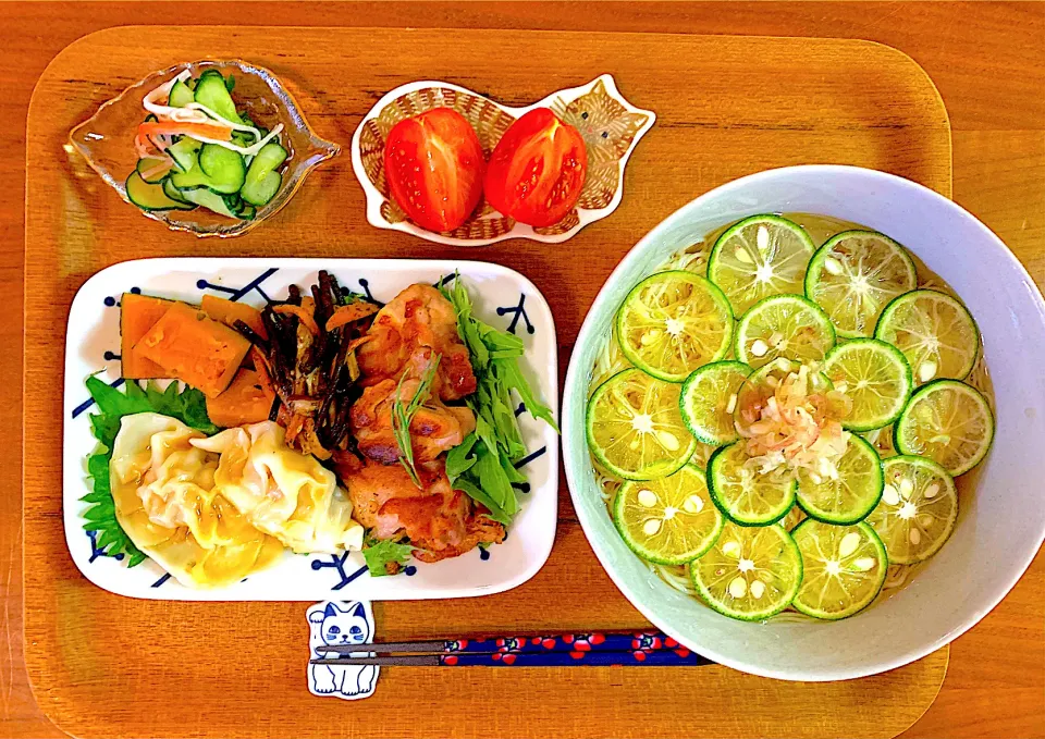 すだち素麺とローズマリーチキンの献立|すずさん