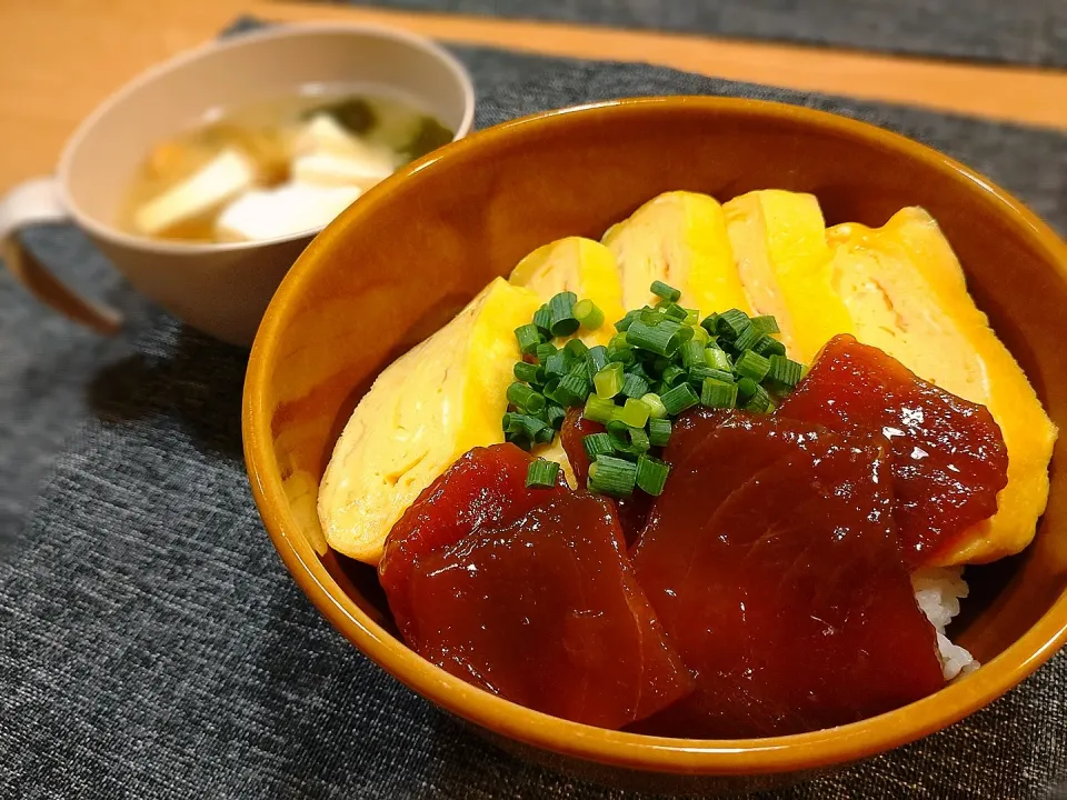 漬けまぐろと卵焼き丼|みりさん