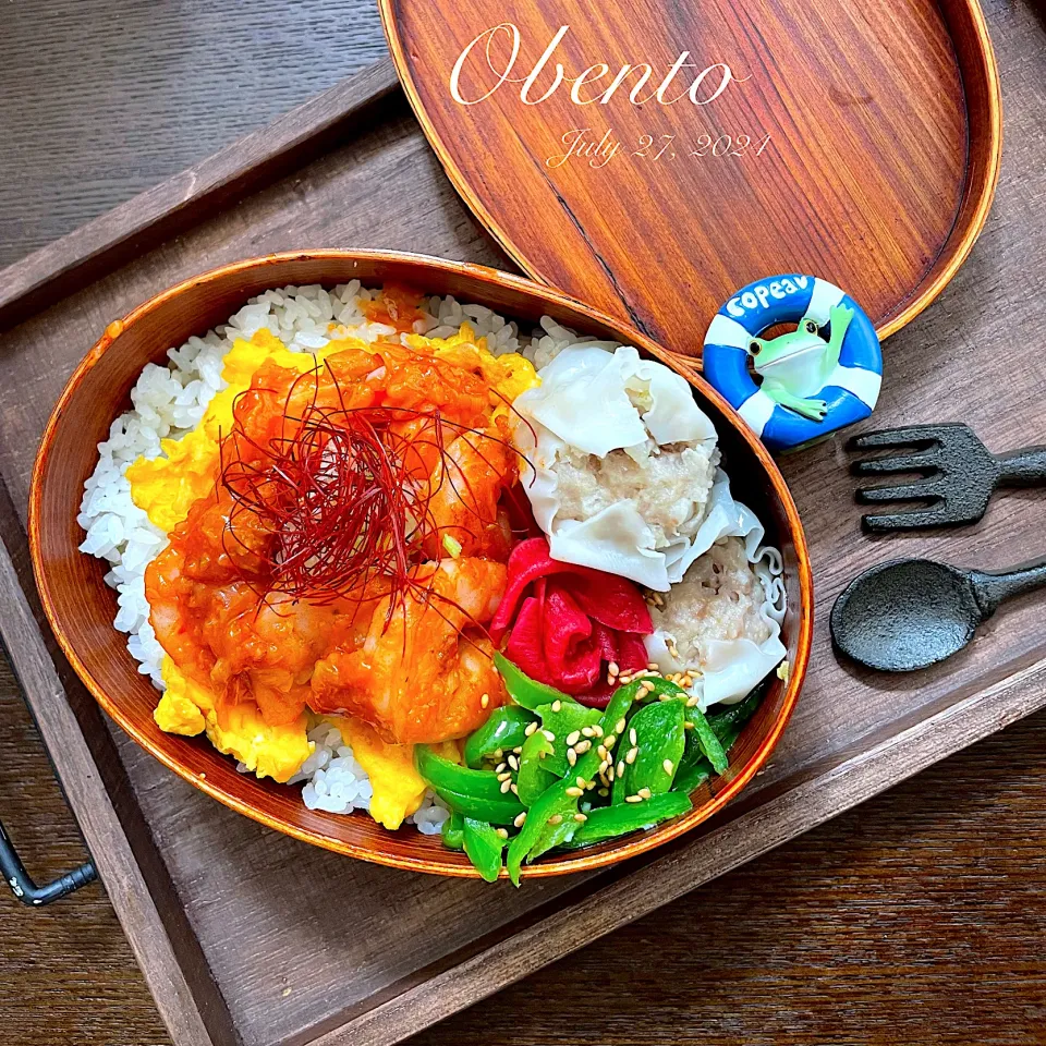 海老チリ弁当🦐🍱|まぁちゃんさん