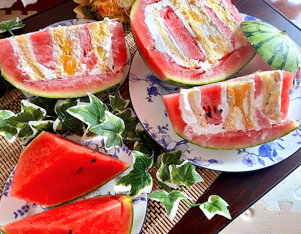 スイカケーキ🍉|のんびりくまさん