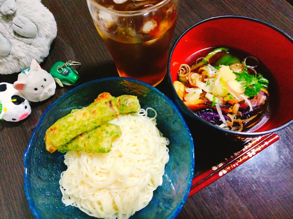 夏野菜の焼きびたしと素麺|サトリさん