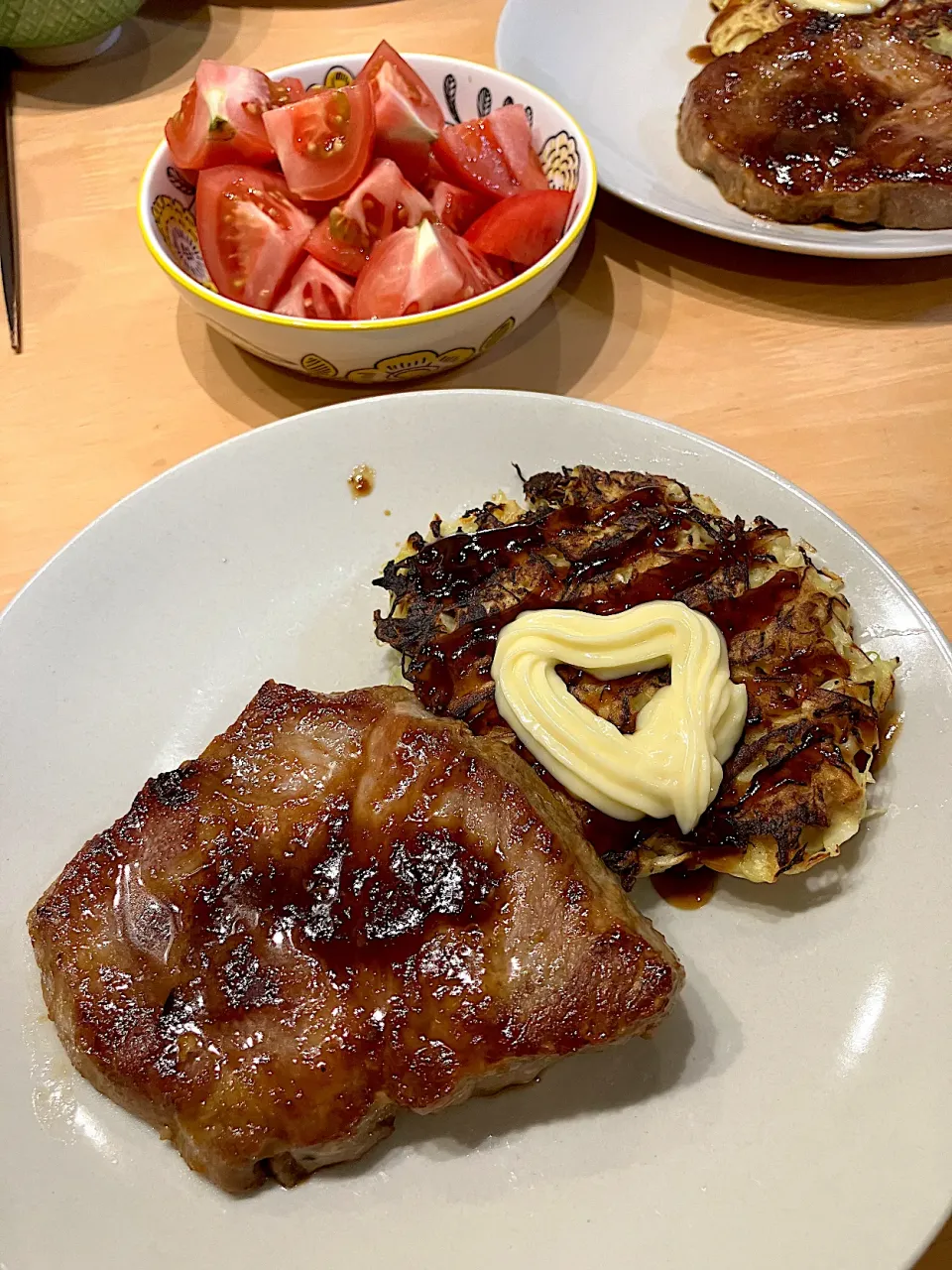 ポークソテーお好み焼き添え|ふくながさん