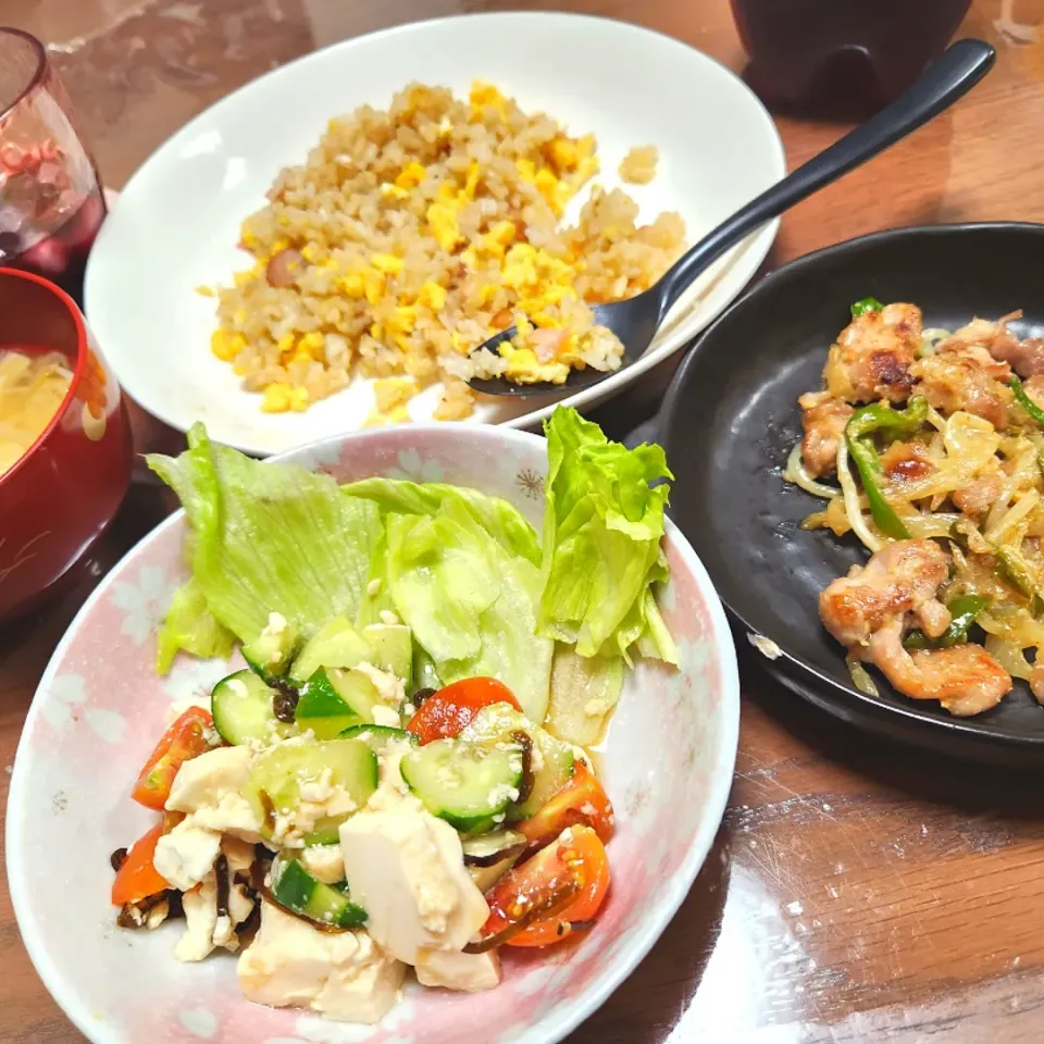 炒飯、豆腐サラダ、豚味噌炒め|みーさん