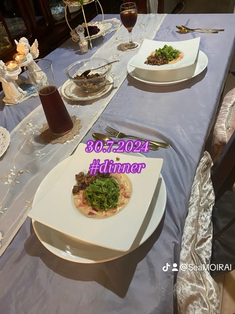 Snapdishの料理写真:自家製ほうれん草の練り込みパスタ|SEA👸MOIRAI 👸さん