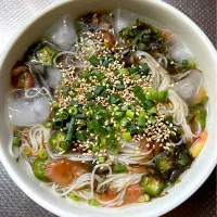 Snapdishの料理写真:夏野菜の素麺|ブンタさん