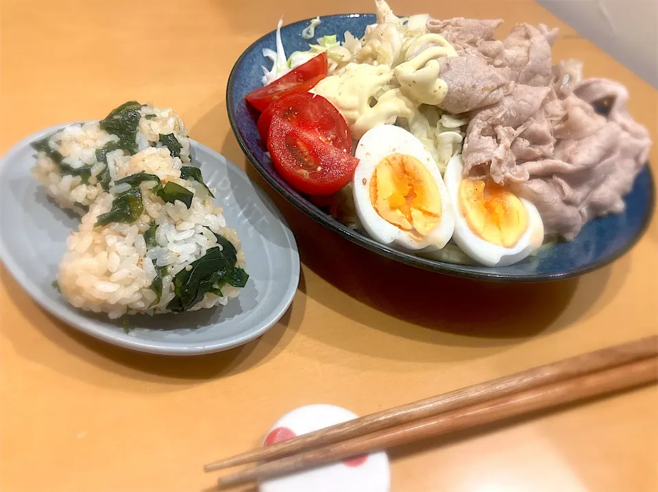 冷しゃぶ冷麺と味噌おにぎり|kona7さん