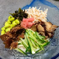 Snapdishの料理写真:鹿児島郷土料理鶏飯風、ぶっかけ素麺|beautywaterさん