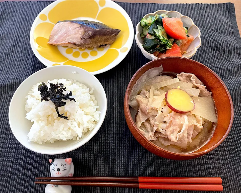 ぶり、酢の物、豚汁|みーぬさん