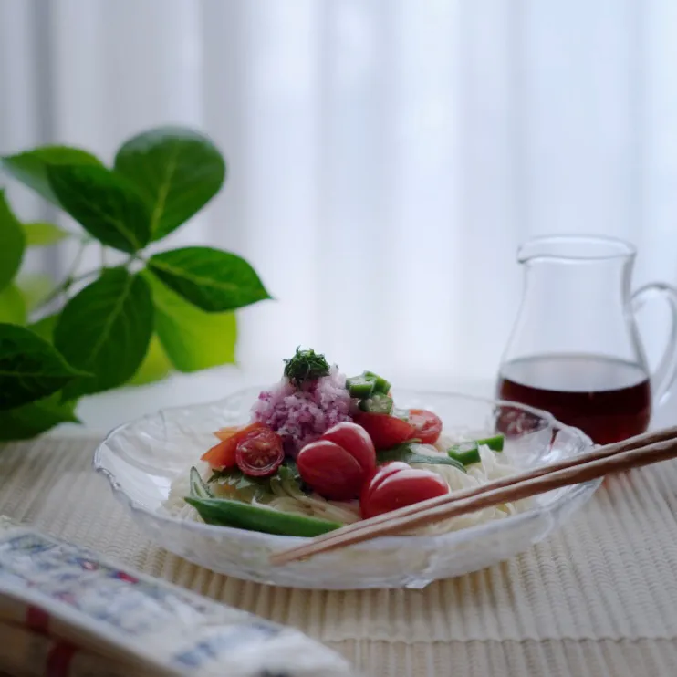 Snapdishの料理写真:サラダ感覚のぶっかけ素麺|ohanaさん