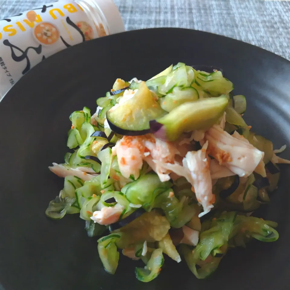 夏野菜とサラダチキンのつぶみそあえ|ポトスさん