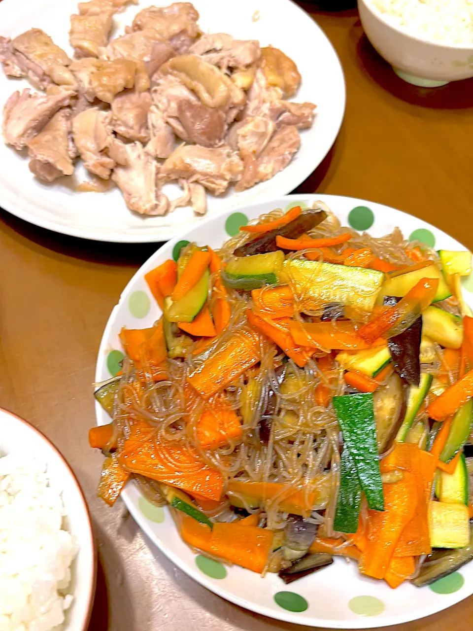 鶏むね肉グリルと春雨野菜オイスターソース炒め|masaさん