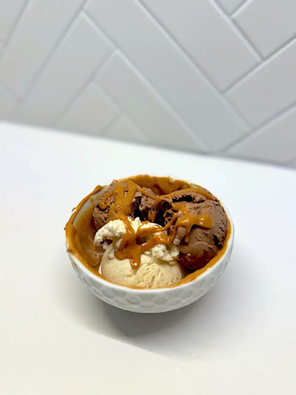 Ice cream with honey peanut butter.|Weekday Wondersさん