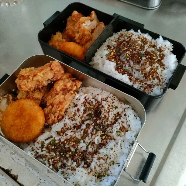 Snapdishの料理写真:父弁当と中2息子弁当。|ariyo4200さん