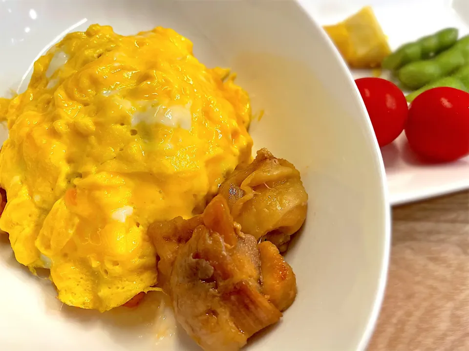 オムライスとチキン照焼きコンビ|パパ手料理さん