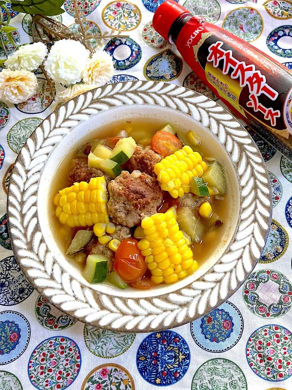 肉団子と夏野菜のスープ煮🌻|ringonamaさん