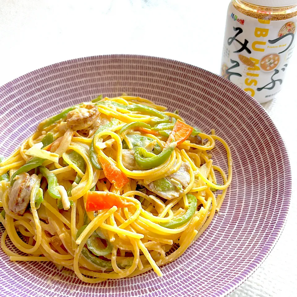 Snapdishの料理写真:つぶみそでパスタ|chi.aさん