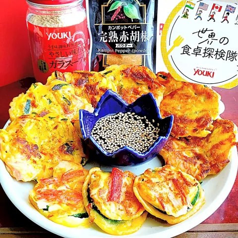 「ＭＣ　完熟赤胡椒（パウダー）」を使ってみたSnapdishの料理・レシピ写真:『世界の食卓探検隊』
韓国🇰🇷  ズッキーニとカニカマのジョン