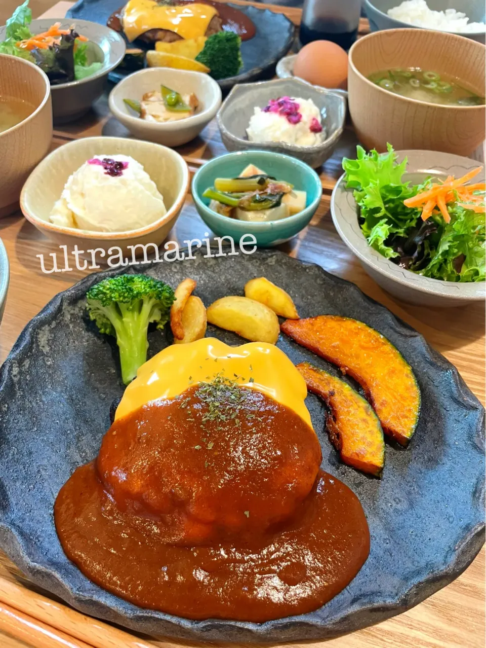 Snapdishの料理写真:＊ハンバーグとおばんざいのランチ♪＊|ultramarineさん