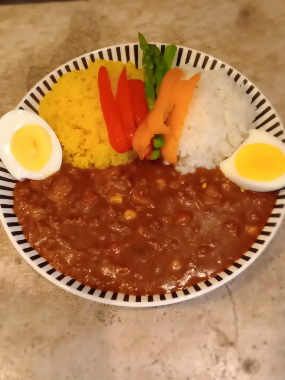 二色ご飯の豚挽肉カレー|samiさん