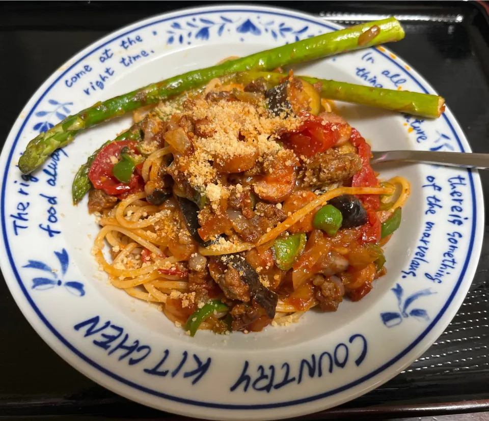 有り合わせの野菜とお肉でスパゲッティ|kittykittyさん