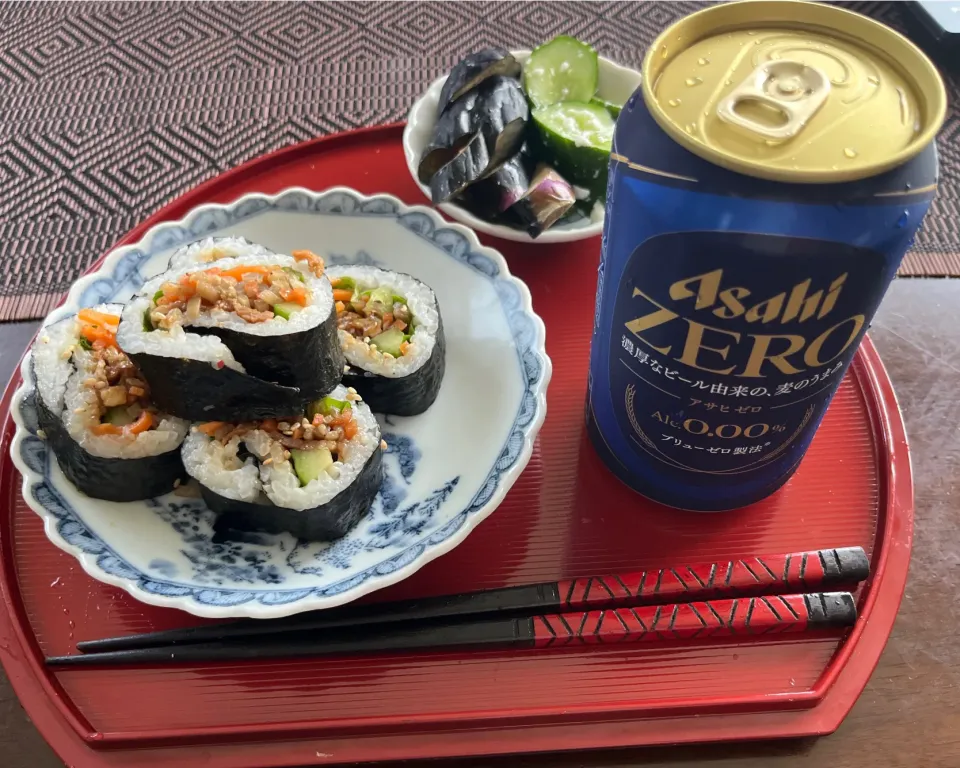 キンパとノンアルビールでランチ|kittykittyさん