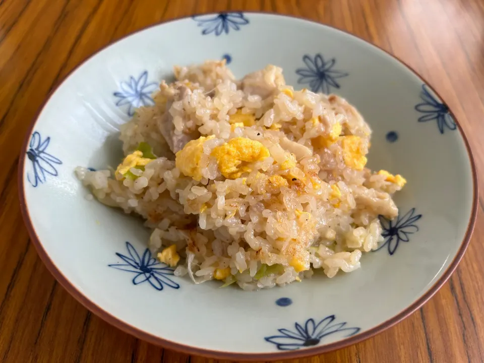 Snapdishの料理写真:旧冷蔵庫で最後の料理🍳鶏ももと白ねぎのチャーハン✨|marronさん