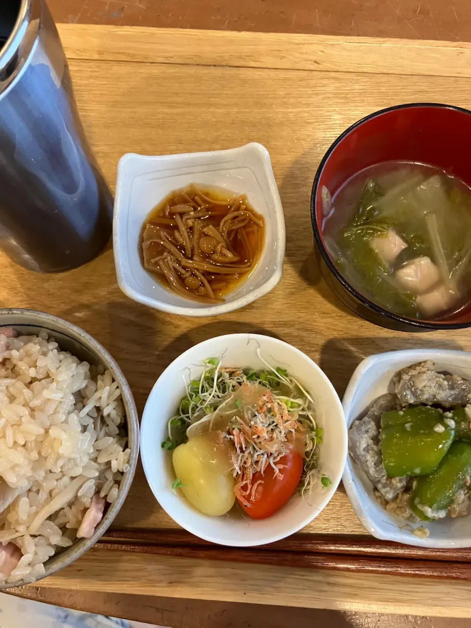 舞茸とベーコンの炊き込みご飯|なつこいっきママさん