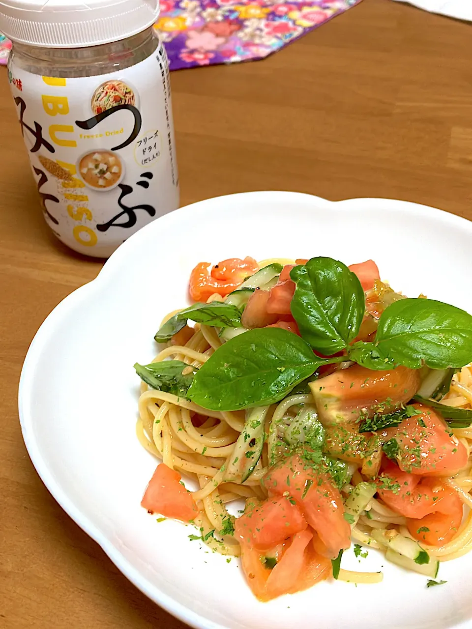 つぶみそトマトの冷製パスタ|ぽっぽさん