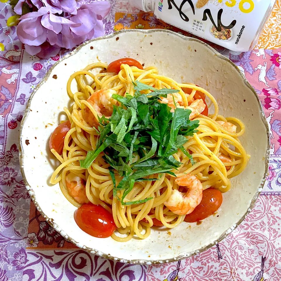 海老とミニトマトの冷製パスタ🌻|ringonamaさん