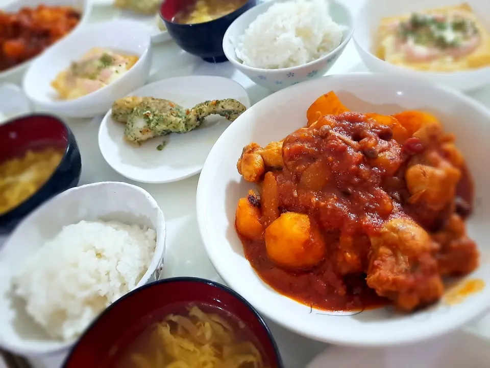 鶏肉とじゃがいもトマト煮
タラのパセリソテー
厚揚げたらこチーズ焼き
ベーコンとコーンの卵スープ|プリン☆さん