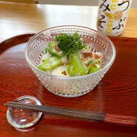 Snapdishの料理写真:たたき長芋とオクラの梅みそ和え