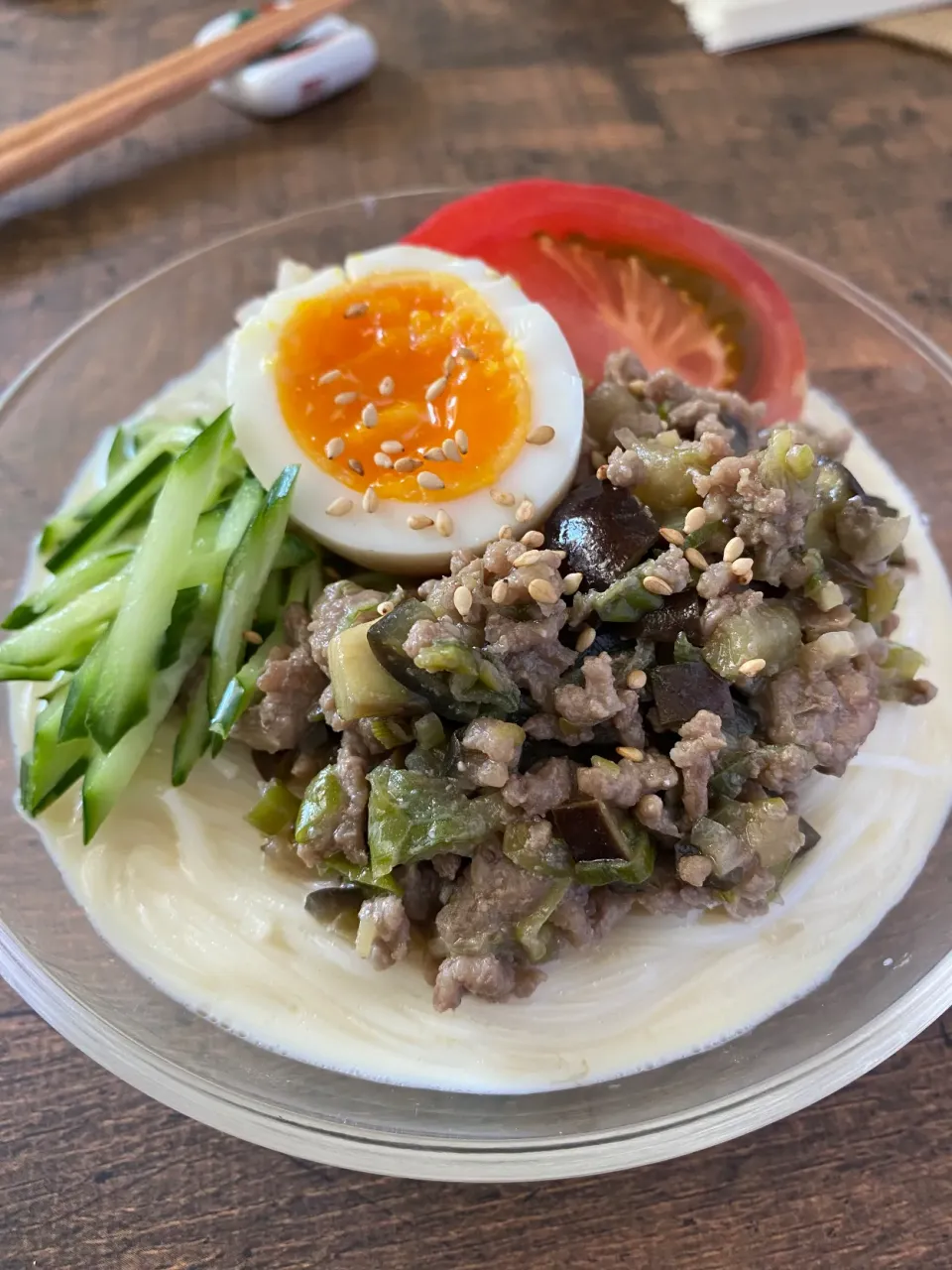 なす肉味噌の坦々そうめん|ちぐあささん