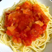 Snapdishの料理写真:フレッシュトマトソースパスタ|chilipeさん