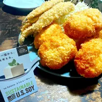 お豆腐エビカツとアジフライ|メケめしさん