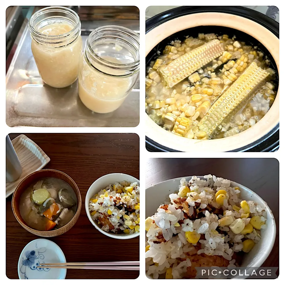 玉ねぎ麹🧅・トウモロコシごはん🌽|emiさん